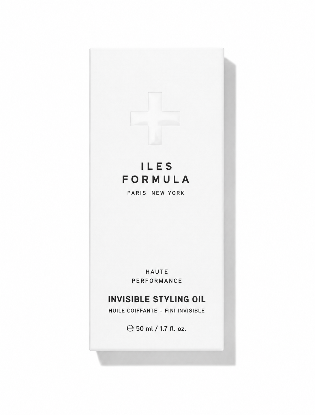 Iles Formula Invisible Styling Oil 50 ml white packaging on a white background
